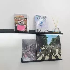 [하프클럽/셀러허브]아크릴 무타공 선반 벽책꽂이 투명블랙5T 800x150mm_F800_037