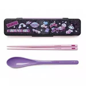 [셀러에이드]스케이터 도시락수저세트 쿠로미 원더 저니 소음방지 콤비세트 18cm