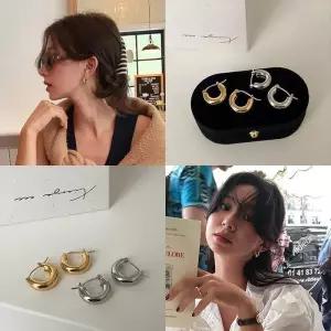 [디작소]여성 반달링 메탈 심플 반원 이어링 귀걸이 (34444572)