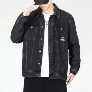 GLINE 남성용 데님 빈티지 청자켓 멋진 코트 자켓 프린트 칼라 고급스러운 트렌디 학생 JEN1