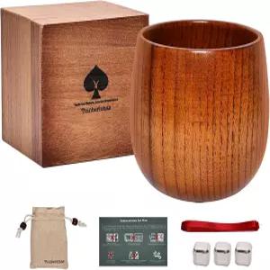 틴베를로하스 우드 위스키 잔 세트 - 내구성이 뛰어난 남성용 버번 유리 단열된 구식 남편 아버지 형제를