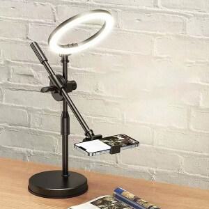 호밍사이 회전 촬영 LED 링라이트 + 데스크톱 폰 거치대 수직촬영