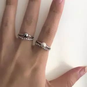 [디작소]여성 큐빅 펄 진주 이중 레이어드 링 반지 (38642844)