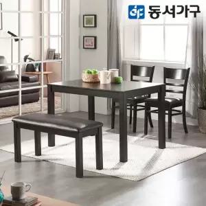 동서가구 WO모던 우드 원목 4인용 식탁 테이블 세트 의자 2EA+벤치 1EA) DF639239