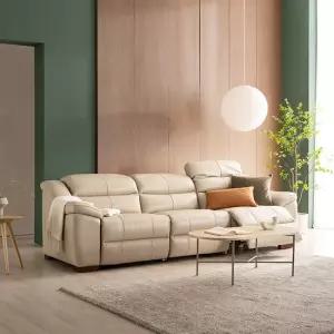 [CJ최저가]칸느 전동 4인용 천연통가죽 리클라이너 소파