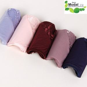 필굿 부인용 모달 맥시 삼각 팬티 세트 레이스누디(5매) 엄마팬티 빅사이즈 속옷