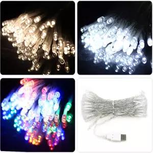 LED 라인조명 USB형 20구/50구/100구/200구 투명선 트리 전구 조명 인테리어 장식