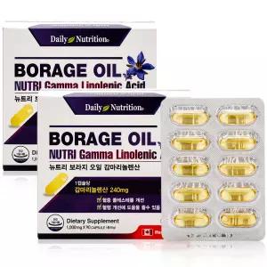2박스 뉴트리 보라지오일 감마리놀렌산 / 보라지유 오메가6 달맞이꽃종자유 영양제 6개월 