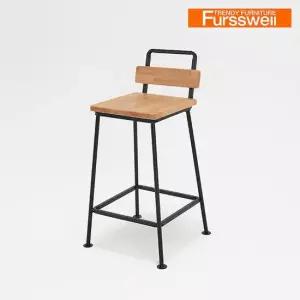 퍼스웰 스틸 원목 간이의자 홈바의자 식탁의자.등받이형 DZ_050