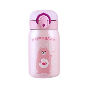 해피베어 원터치 보온보냉병, 핑크, 250ml, 1개