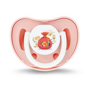 쁘띠누베 실리콘 패션 공갈 젖꼭지, 복주머니, 1단계, 핑크, 1개