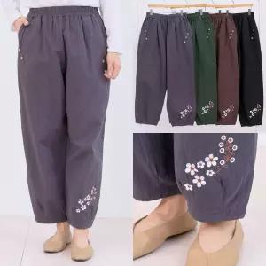 엄마옷 마미소 흰꽃 자수 면 항아리 바지 간절기 할머니 빅사이즈 40 70 마담 중년 여성 옷