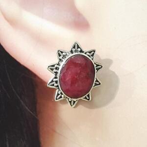 [블루케이] 엔틱루비 원석귀걸이2300907-22심플타원