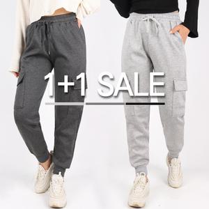 엔케이아울렛 [원플러스원]NKC여성멜란지카고트레이닝 여자 데일리 9부 밴딩 추리닝 조거팬츠 빅사이즈