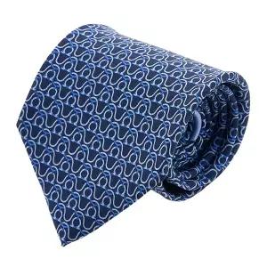 [페라가모] 남성 간치니 프린트 실크 타이 35 0814 MARINE 0757976
