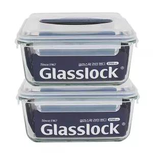 (1+1)글라스락 핸디김치통(2.7L)-2개 김장독 반찬통 쌀통 내열강화유리 다용도밀폐통
