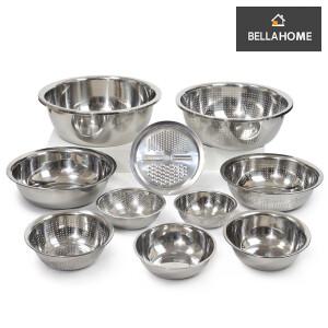 [벨라홈] 스텐레스 대야 믹싱볼 10종세트(CN9624) 최대 50cm 사이즈
