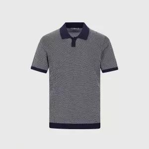 [롯데백화점]트레몰로 포인트패턴 면혼방 카라 반팔 니트 TRHBS5M3141