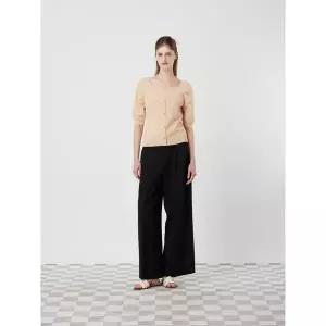 [CC콜렉트](강남점)[씨씨콜렉트] 린넨 블렌드 백밴딩 턱 와이드 팬츠_C252MSA043