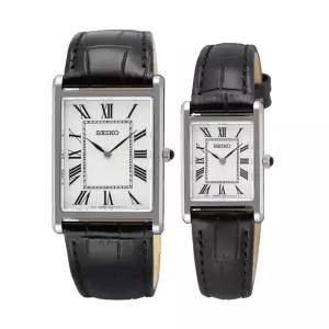 세이코 커플 시계 사파이어 사각 실버 가죽 SWR 백화점AS