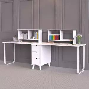 [우아미가구]마빈 서랍 책상 2인용 세트 1200