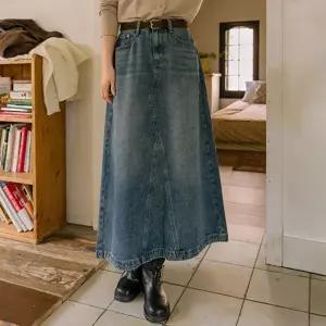 앤유 트임 A라인 데님스커트(숏/롱)