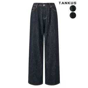 [하프클럽/]여성 버클 레드 스티치 생지 데님 팬츠