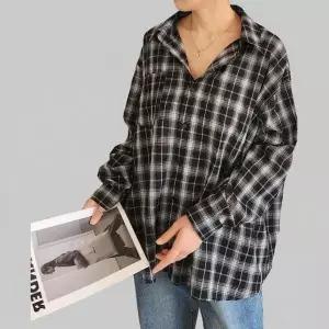 [하프클럽/]여성 주머니 큰사이즈 빅사이즈 롱슬리브 셔츠