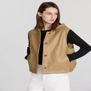 [쉬즈미스]SWWVTP12010인조가죽 스트링 후드 베스트