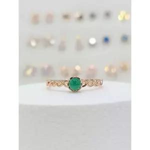 14k/18k 금 천연 그린 오닉스 원석 반지 A12GGP4-5742-DR