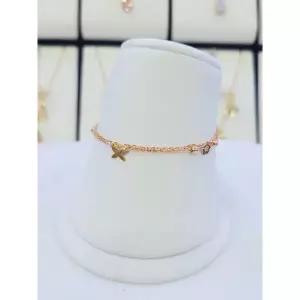 14k/18k 핑크골드 나비 두줄 체인 팔찌 GB12607