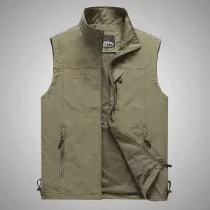 [위즈아이]남성 봄 가을 레져 조끼 자켓 낚시 등산 베스트 작업복 멀티 포켓 아우터 WI167J