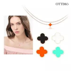 오띠모 14K 클로버 2줄 목걸이