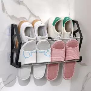 슈즈월 벽부착 2단 신발 정리대 블랙/걸이/화장실/슬리퍼/꽂이/정리/현관/거치대/원룸/자취방/공간/활용