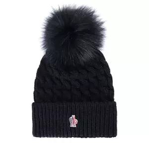 [몽클레르]몽클레어 로고리얼 폭스퍼방울장식 케이블 니트비니/3B00013 0402A 999