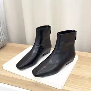 QEXXNXK084 여성 겨울 빈티지 스퉤어토 로우힐 워커 앵클 첼시 부츠