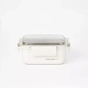 스틸웍스 클리어 스테인리스 스틸 밀폐용기 직사각 오트밀 1.15L