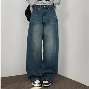 숏 롱 밴딩 빈티지 워싱 사이드라인 세미 와이드 벌룬 기모 청바지 데님롱팬츠 3color