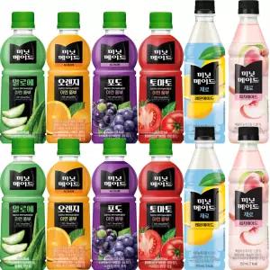 미닛메이드 음료 주스 혼합 350ml 6종 각 2개(레몬에이드제로 피치에이드제로 알로에 오렌지 포도 토마토)