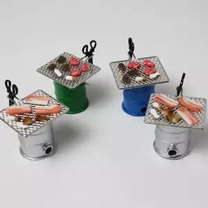 연탄화로 등심구이, 삼겹살구이 미니어처 세트 납골당꾸미기 장식 숯불화덕 드럼통바베큐