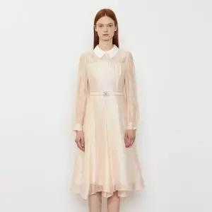 [롯데백화점]케네스레이디 배색 카라 벨티드 원피스 (EWOPOA03)