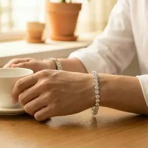 스와로브스키 큐빅 남자 테니스 팔찌 추성훈 이서진 이지나 탁재훈 비서진 2 3 4 5 mm 레이어드 실버925 써