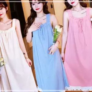 커플속옷 여성 원피스 수면세트 귀여운 나시체크 민소매 투피스 05WE606E42