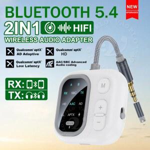 차량용 블루투스 리시버 in aptX Adaptive AD HD LL SBC AAC Bluetooth 오디오 송신기 수신기 5MM AUX HIFI 음악 멀티포인트 무선 어댑터 PC TV 차량 키트 스피커 Bluetooth 헤드셋 비행기용