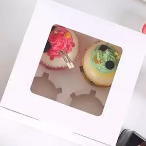 화과자케이스 머핀포장 타르트박스 4구(화이트)10P 투명창 단상자