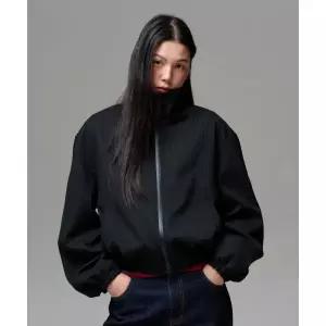 에라 남녀공용 핀스트라이프 하이넥 집업 블루종 블랙 1942572