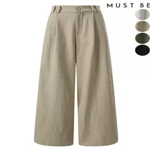 [머스트비]여성 뒷밴딩 핀턱 와이드 팬츠