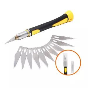 정밀 블레이드 조각도 세트 공예용 미끄럼방지나무기 수공구 목공칼 세밀도 고무인장 DIY 피규어 판화 용칼