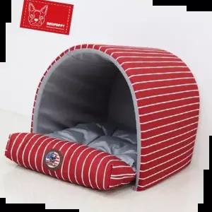 애견방석 레드퍼피 윌튼 동글이스트라이프버건디-점보대형