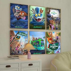귀여운 동물 Z zootopia 2 포스터 홈 거실 사무실 바 벽 장식 스티커에 적합